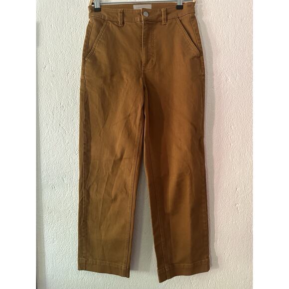 EVERLANE Regular Straight Leg Cropped Pant Jeans High Rise Chino Yellow Sz 4 - Picture 2 of 11